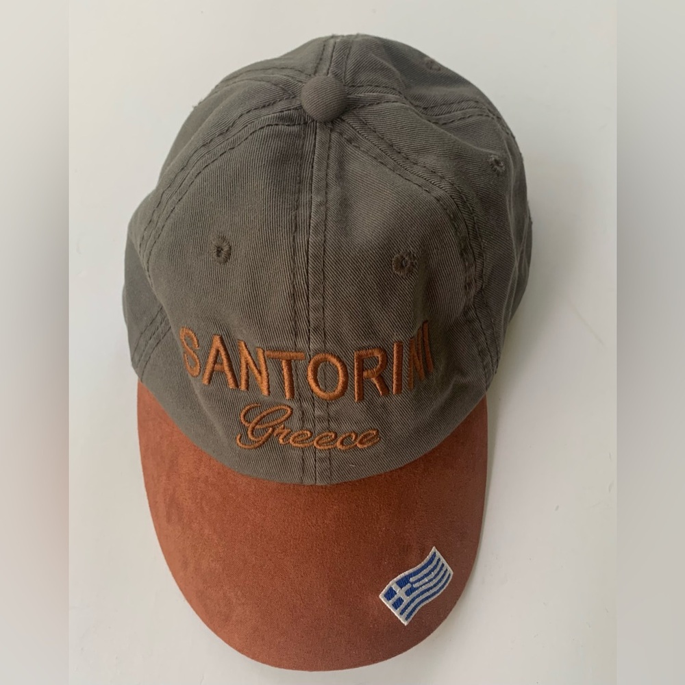 Embroidered SANTORINI Island Greece Ball Cap Trucker Hat ~ Adjustable Back